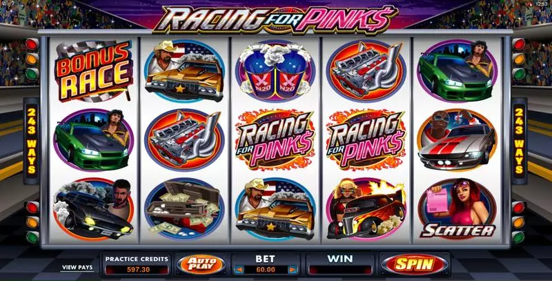 Racing For Pinks Slots made by Microgaming - Main Screen Reels