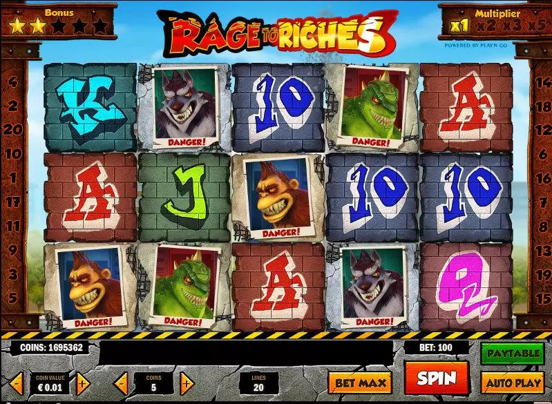 Rage to Riches Slots made by Play'n GO - Main Screen Reels