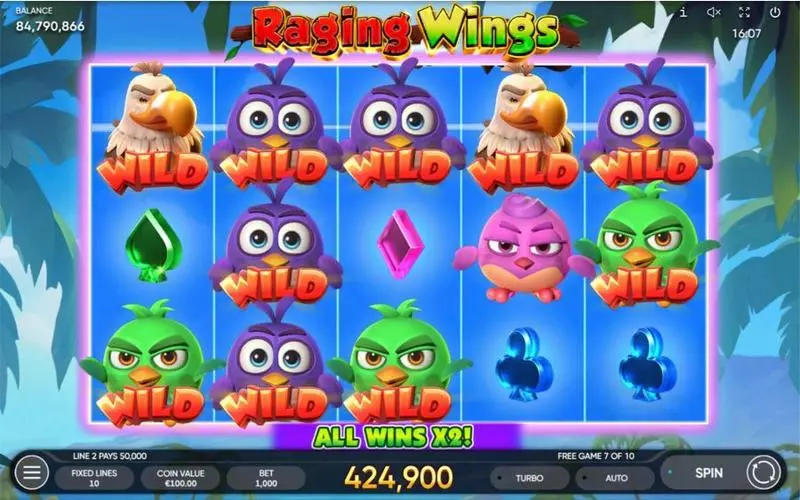 Raging Wings Slots made by Endorphina - Main Screen Reels