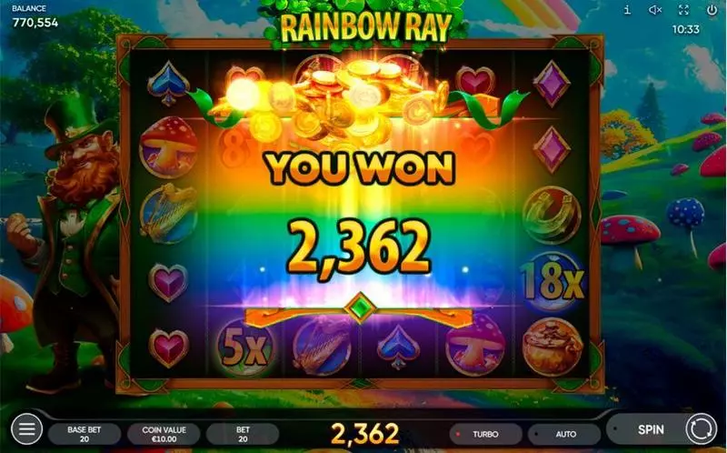 Rainbow Ray Slots made by Endorphina - Winning Screenshot
