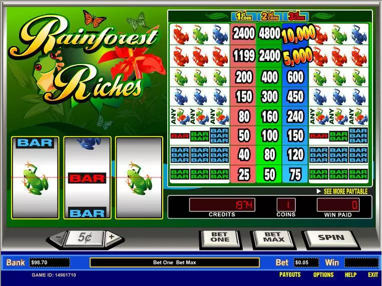 Rainforest Riches Slots made by Parlay - Main Screen Reels