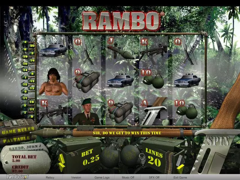 Rambo Slots made by bwin.party - Main Screen Reels