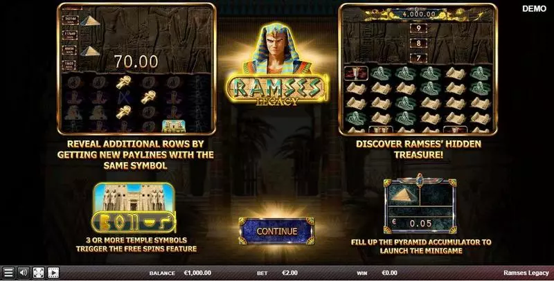 Ramses Legacy Slots made by Red Rake Gaming - Info and Rules