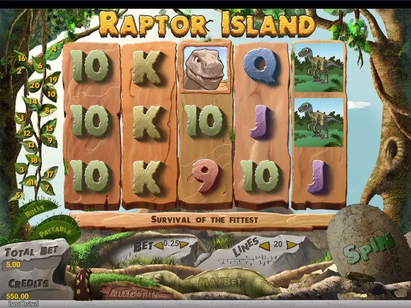 Raptor Island Slots made by bwin.party - Main Screen Reels