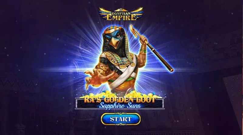 Ra’s Golden Loot – Sapphire Suns Slots made by Spinomenal - Introduction Screen
