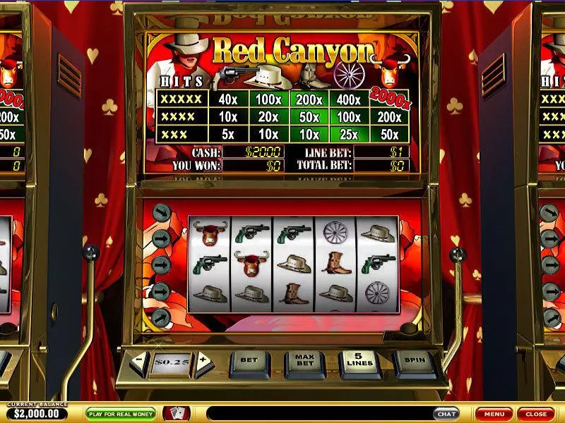 Red Canyon Slots made by PlayTech - Main Screen Reels