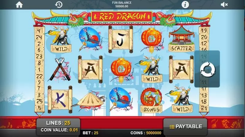Red Dragon Slots made by 1x2 Gaming - Main Screen Reels