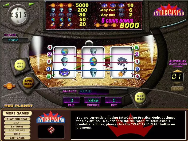 Red Planet Slots made by CryptoLogic - Main Screen Reels