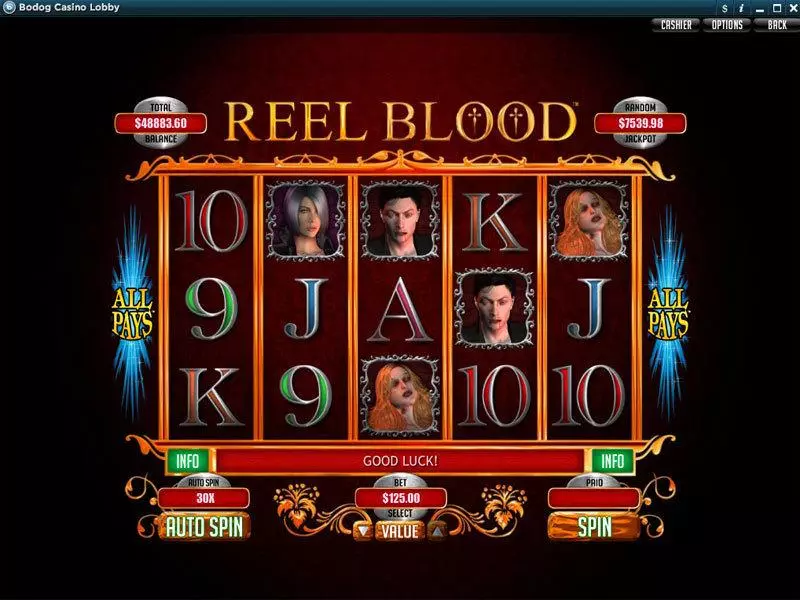 Reel Blood Slots made by RTG - Main Screen Reels