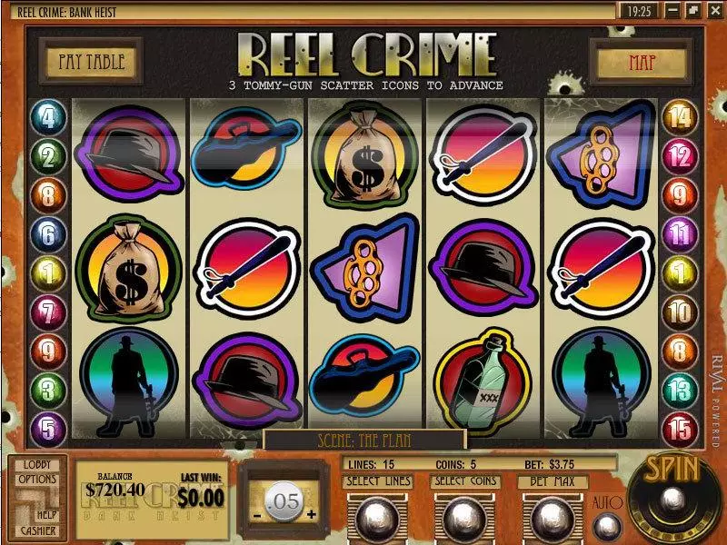 Reel Crime 1 Bank Heist Slots made by Rival - Main Screen Reels