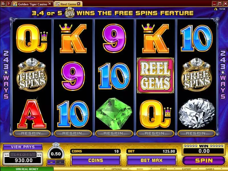Reel Gems Slots made by Microgaming - Main Screen Reels