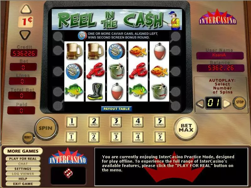 Reel in the Cash 5 Lines Slots made by CryptoLogic - Main Screen Reels