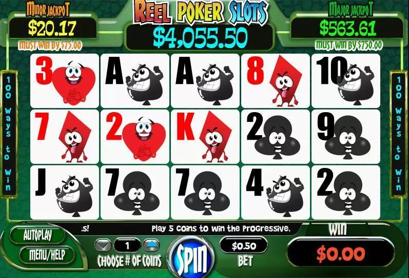 Reel Poker Slots made by WGS Technology - Main Screen Reels