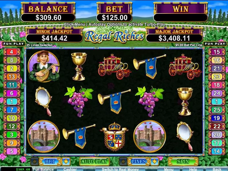 Regal Riches Slots made by RTG - Main Screen Reels