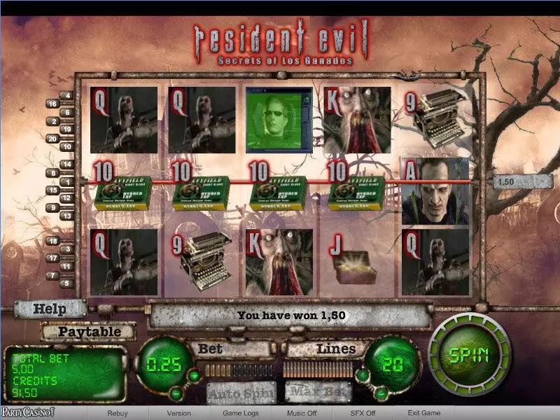 Resident Evil Slots made by bwin.party - Main Screen Reels
