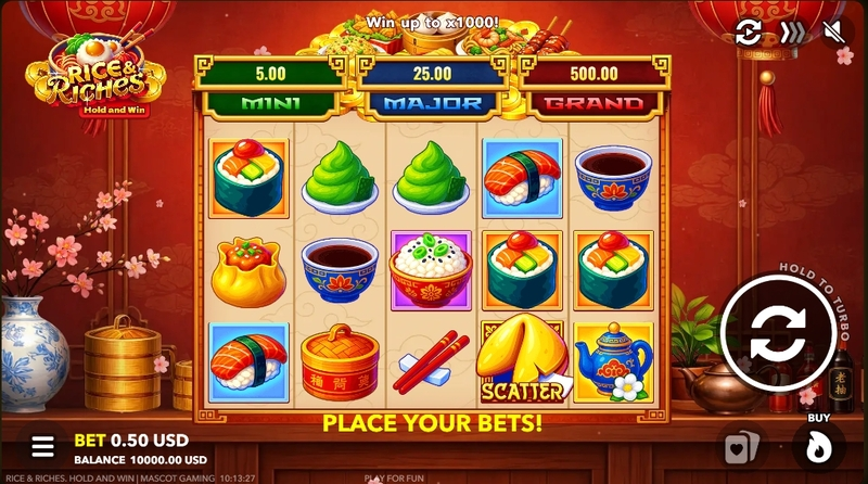 Rice and Riches Slots made by Mascot Gaming - Main Screen Reels