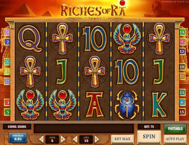 Riches of Ra Slots made by Play'n GO - Main Screen Reels