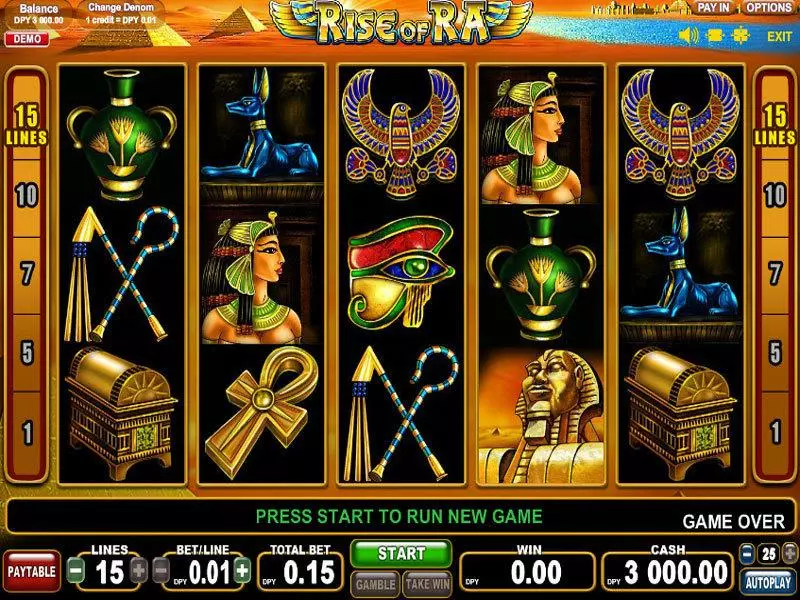 Rise of Ra Slots made by EGT - Main Screen Reels