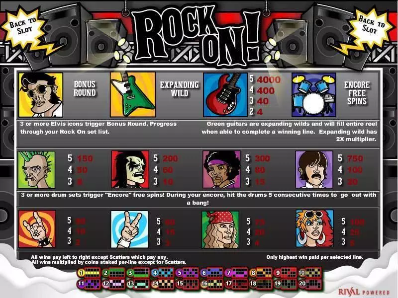Rock On Slots made by Rival - Info and Rules