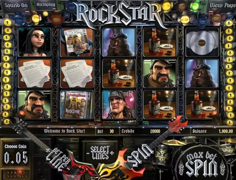 Rock Star Slots made by BetSoft - Main Screen Reels