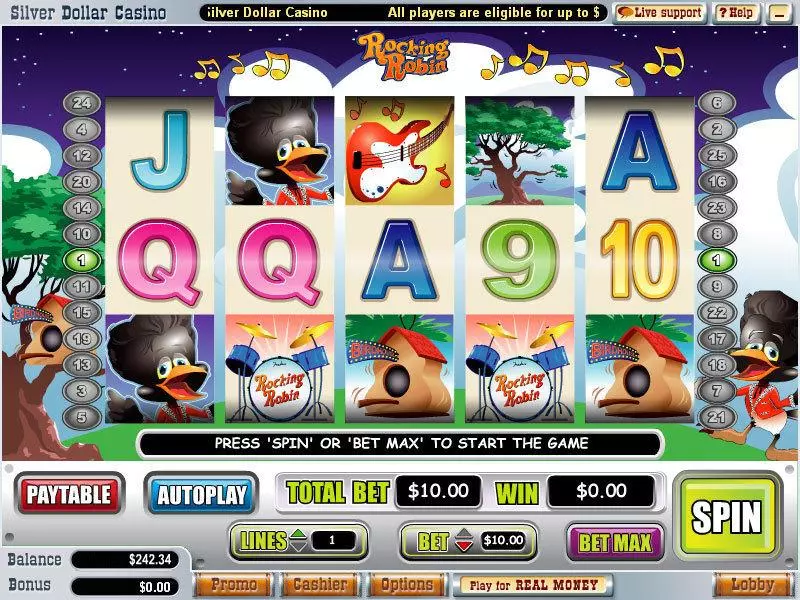 Rocking Robin Slots made by WGS Technology - Main Screen Reels