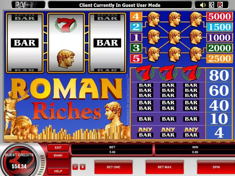 Roman Riches Slots made by Microgaming - Main Screen Reels