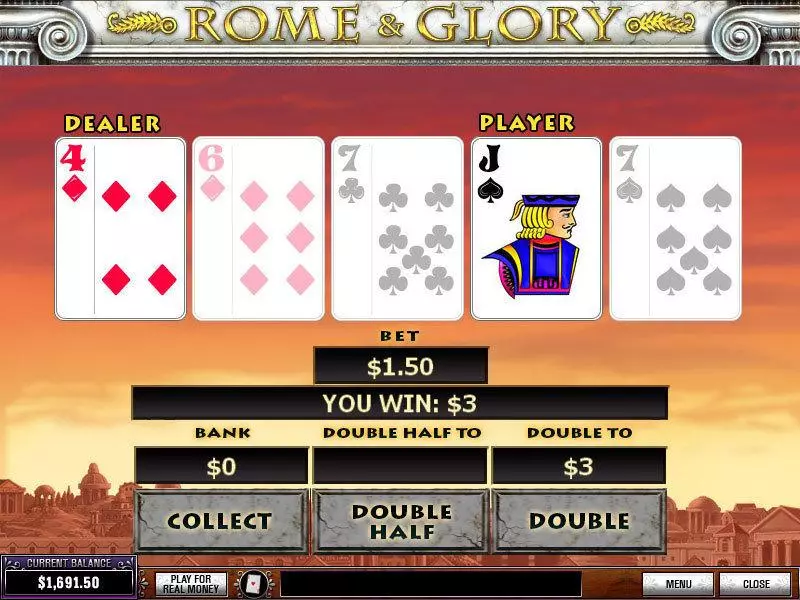 Rome and Glory Slots made by PlayTech - Gamble Screen