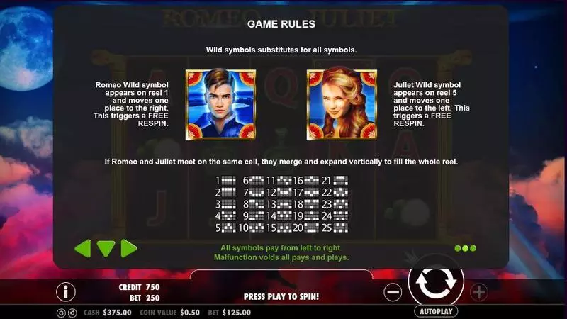 Romeo and Juliet Slots made by Pragmatic Play - Info and Rules