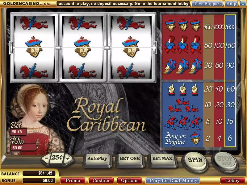 Royal Caribbean Slots made by WGS Technology - Main Screen Reels
