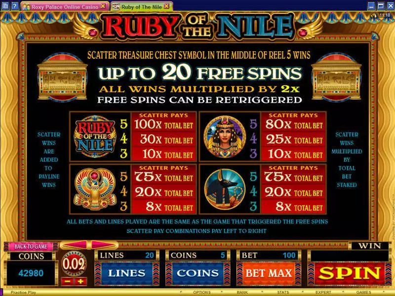 Ruby of the Nile Slots made by Microgaming - Info and Rules