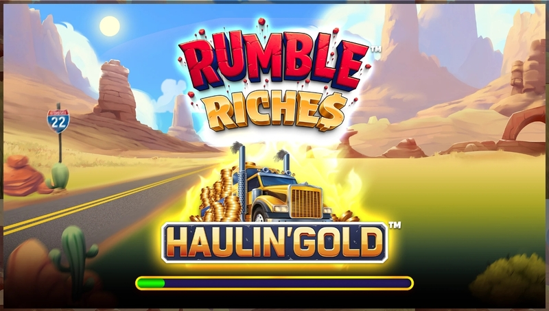 Rumble Riches - Haulin Gold Slots made by Greentube - Introduction Screen