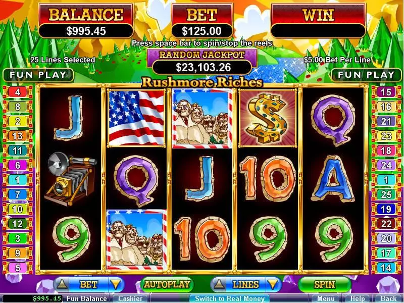 Rushmore Riches Slots made by RTG - Main Screen Reels
