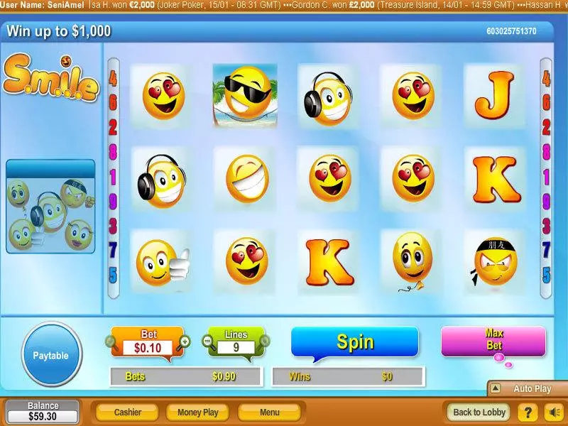 S.M.I.L.E. Slots made by NeoGames - Main Screen Reels