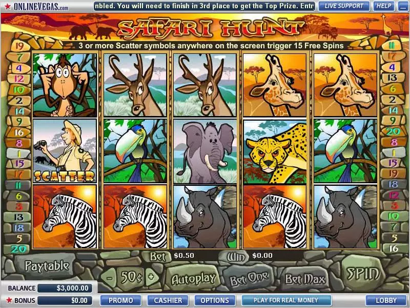 SafariHunt Slots made by Vegas Technology - Main Screen Reels
