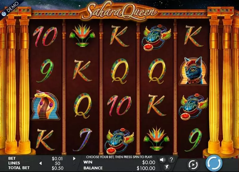 Sahara Queen Slots made by Genesis - Main Screen Reels