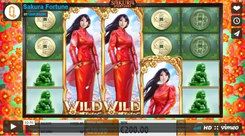 Sakura Fortune Slots made by Quickspin - Main Screen Reels