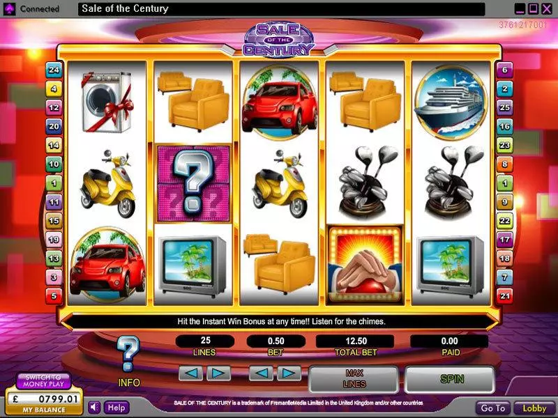 Sale of the Century Slots made by OpenBet - Main Screen Reels