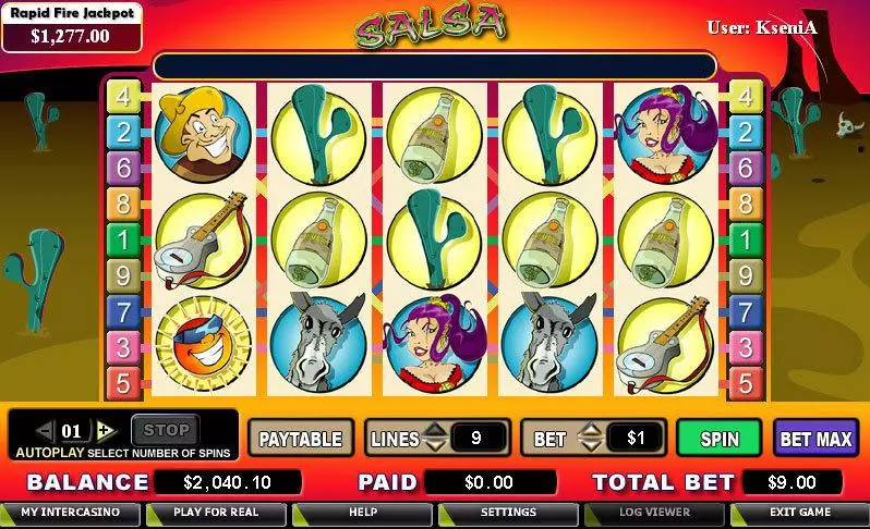 Salsa Slots made by CryptoLogic - Main Screen Reels