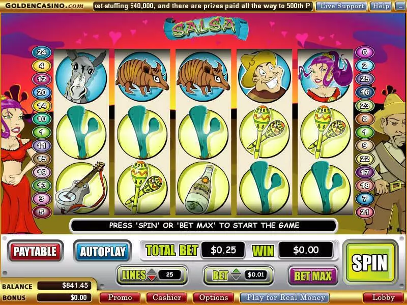 Salsa Slots made by WGS Technology - Main Screen Reels