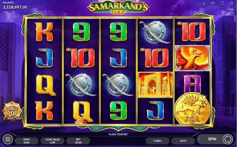 Samarkand's Gold Slots made by Endorphina - Main Screen Reels