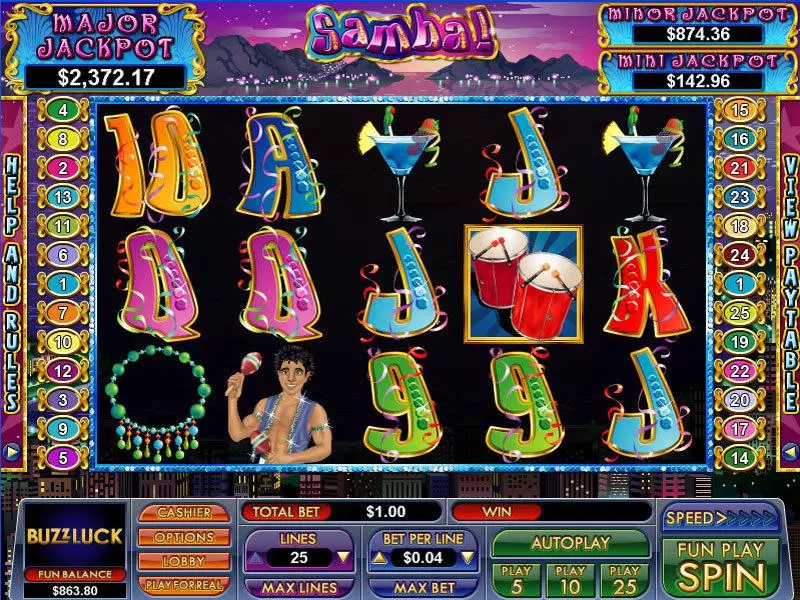 Samba Slots made by NuWorks - Main Screen Reels