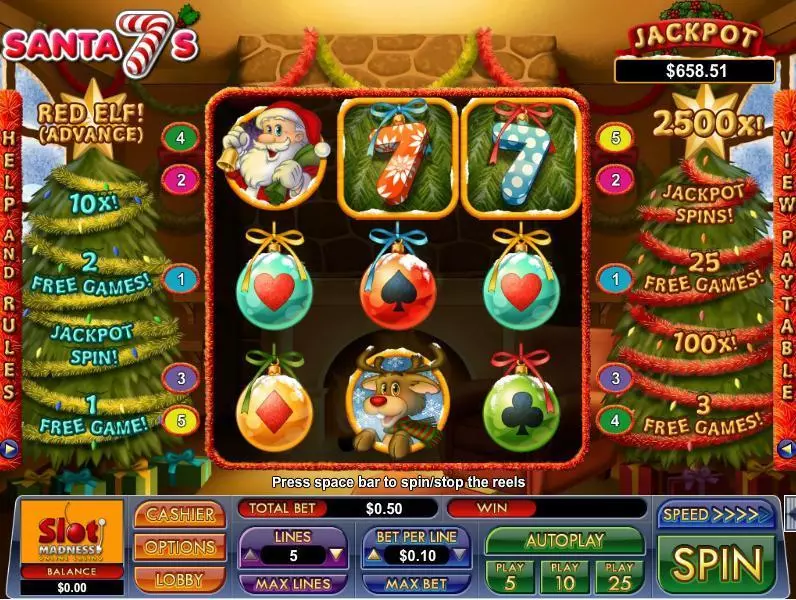 Santa 7's Slots made by NuWorks - Main Screen Reels