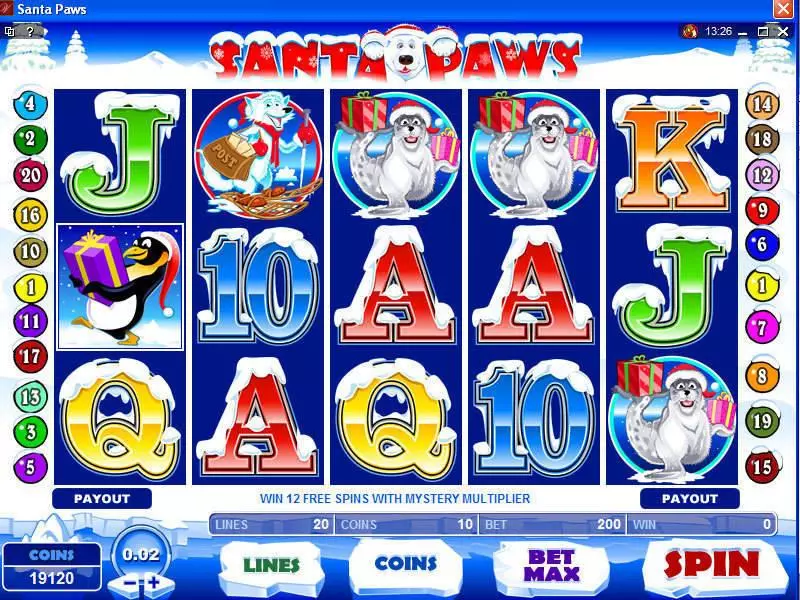 Santa Paws Slots made by Microgaming - Main Screen Reels