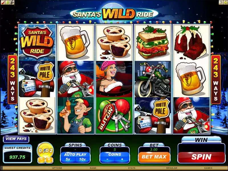 Santa's Wild Ride Slots made by Microgaming - Main Screen Reels