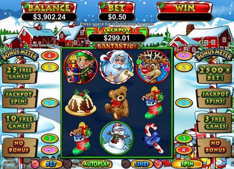Santastic! Slots made by RTG - Main Screen Reels