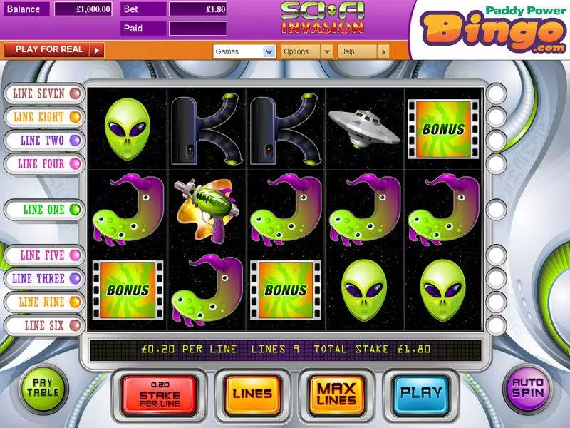 Sci-Fi Invasion Slots made by OpenBet - Main Screen Reels