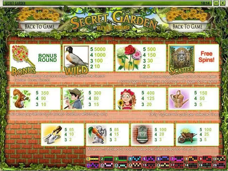 Secret Garden Slots made by Rival - Info and Rules