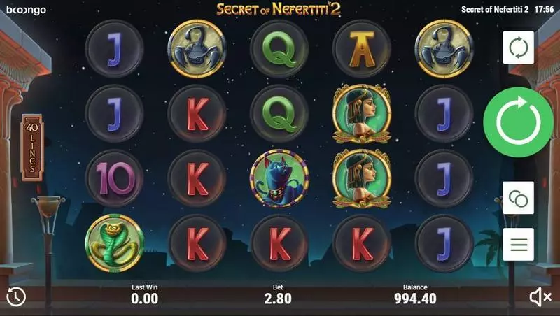 Secret of Nefertiti 2 Slots made by Booongo - Main Screen Reels