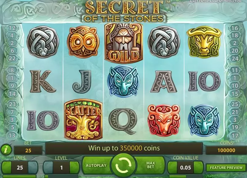 Secret of the Stones Slots made by NetEnt - Main Screen Reels
