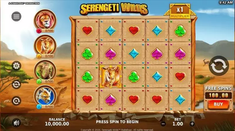 Serengeti Wilds Slots made by StakeLogic - Main Screen Reels